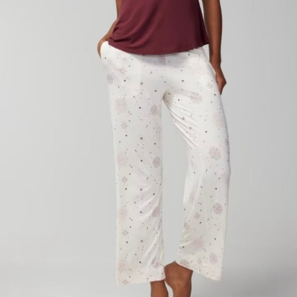 Soma Cool Nights Pajama Pant Women’s Large Cream Burgundy